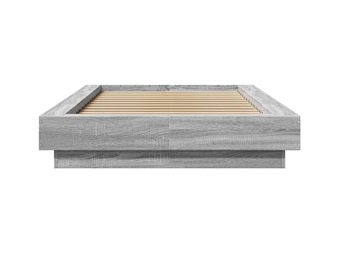 Bedframe en LED-verlichting zonder matras Sonoma grijs 90x190 cm