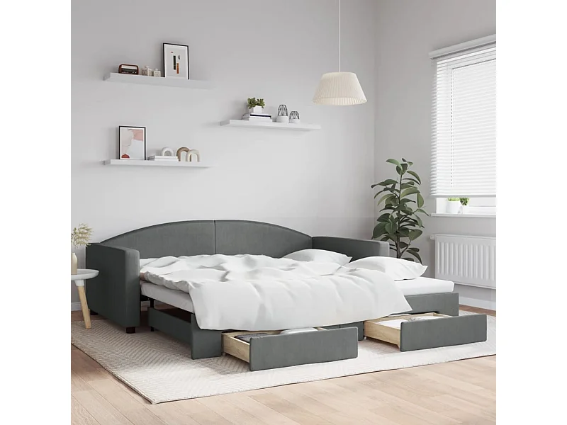 Divano letto con rotelle e cassetti senza materasso 100x200 cm