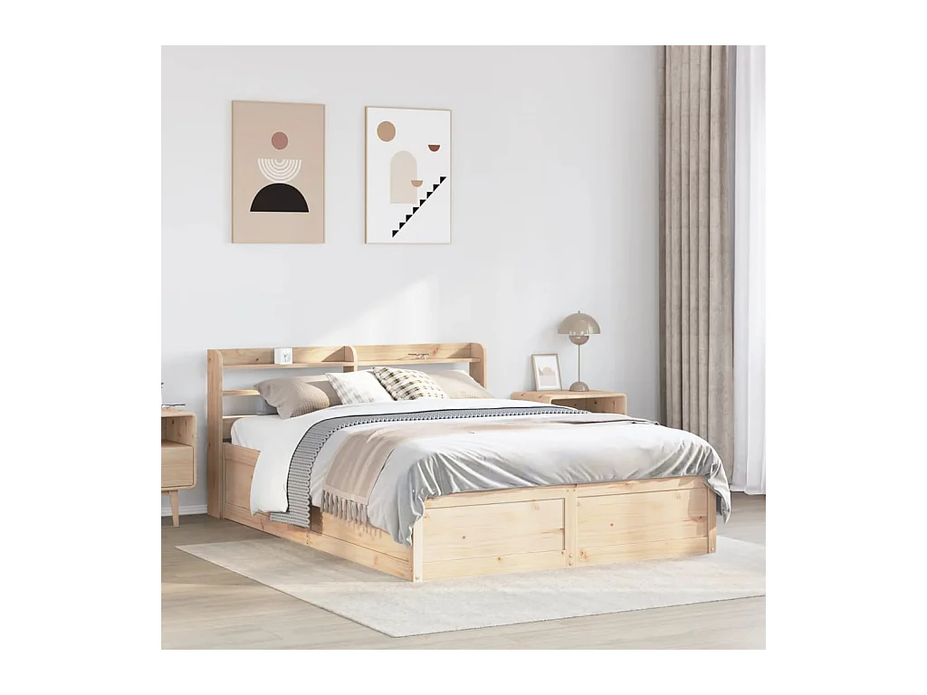 Struttura letto con testiera 120x190 cm in legno massello di pino