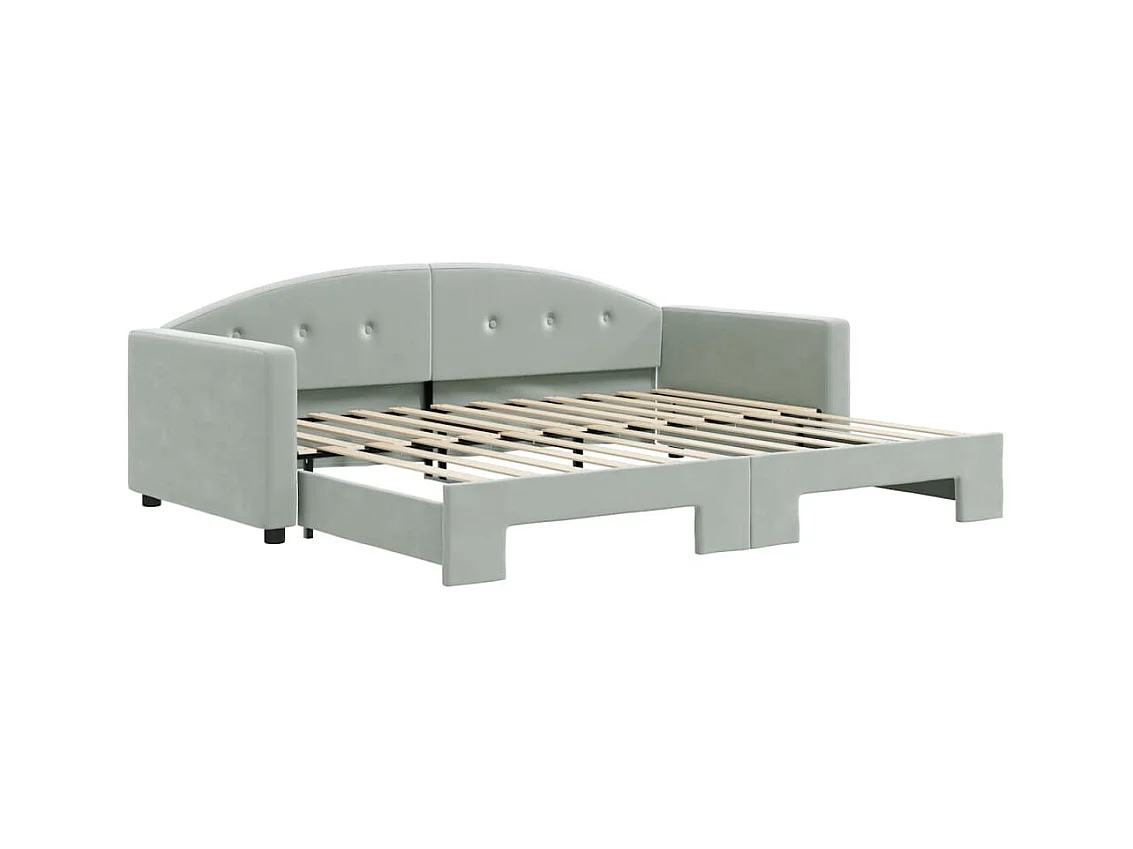 Dagbed met onderschuifbed zonder matras lichtgrijs 90x200 cm