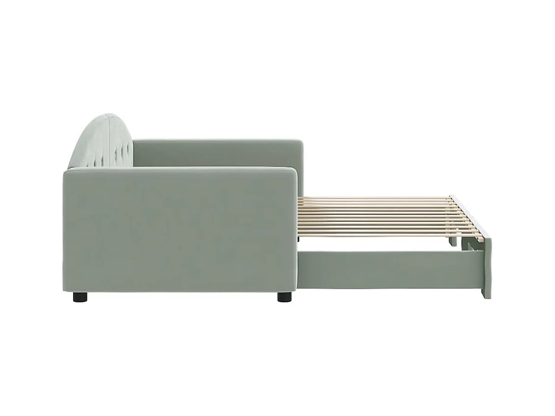 Dagbed met onderschuifbed zonder matras lichtgrijs 90x200 cm