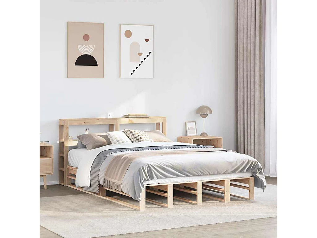 Estructura de cama sin colchón 120x190 cm madera maciza de pino