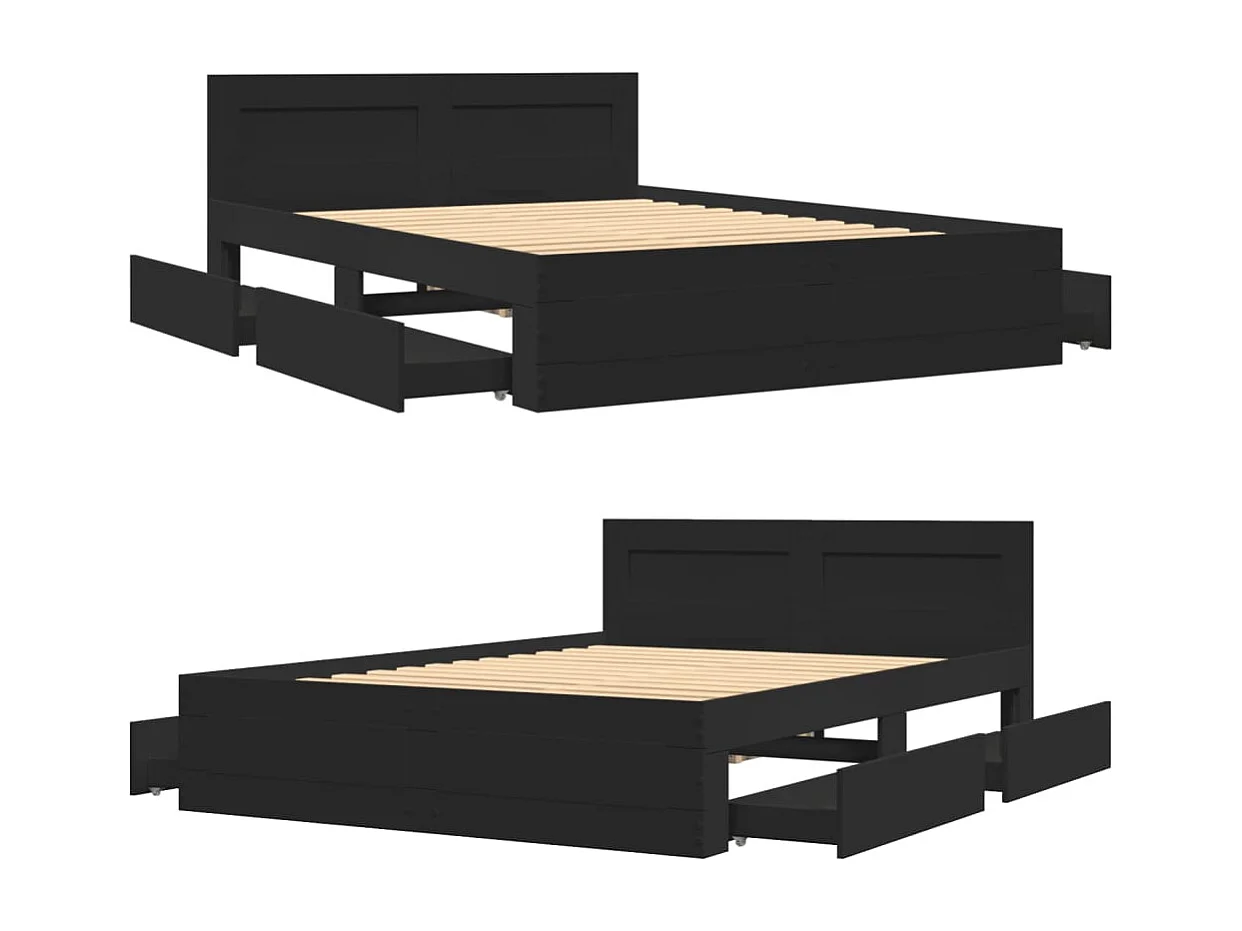 Bedframe met hoofdbord zonder matras zwart 120x200 cm