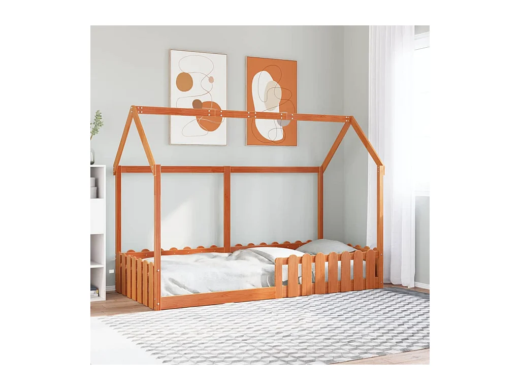 Estructura de cama infantil forma de casa sin colchón 90x190 cm