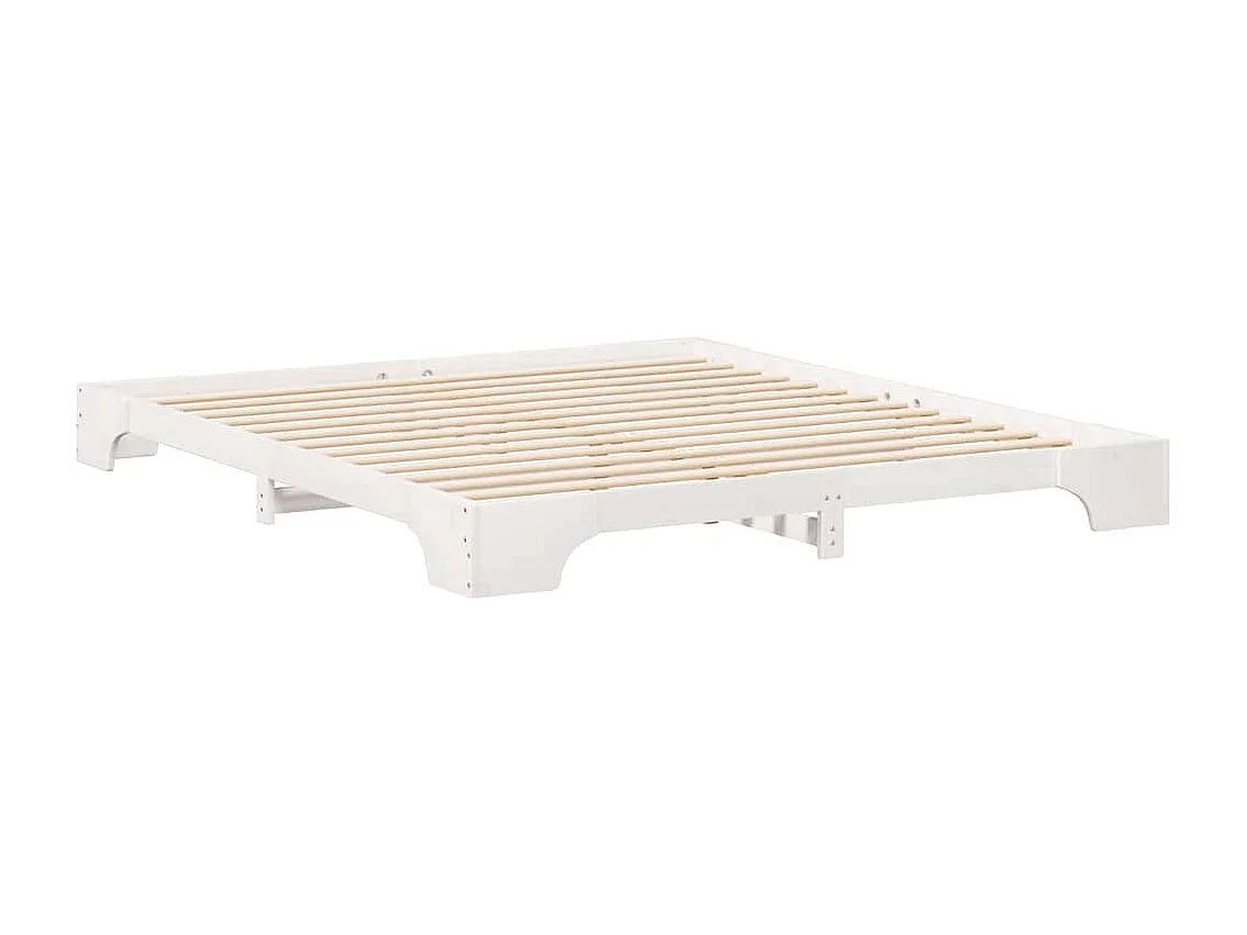 Struttura per letto rialzato bianco 200 x 220 cm in legno di pino massiccio