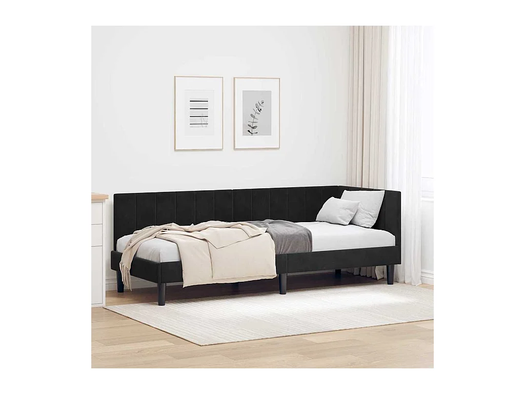 Hoekbedframe met hoofdbord Zwart 80 x 200 cm Fluweel