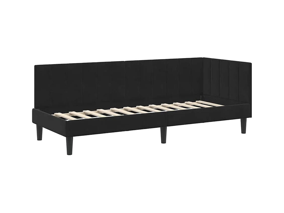Hoekbedframe met hoofdbord Zwart 80 x 200 cm Fluweel