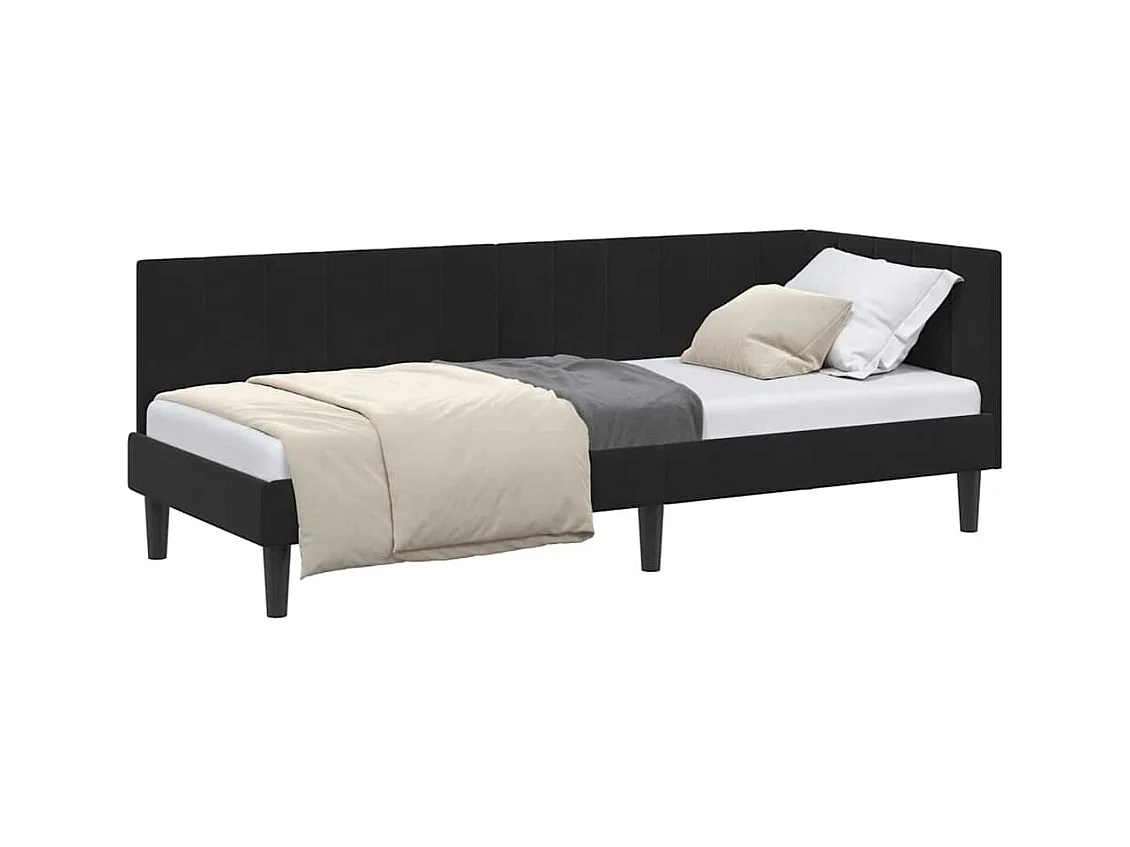Hoekbedframe met hoofdbord Zwart 80 x 200 cm Fluweel