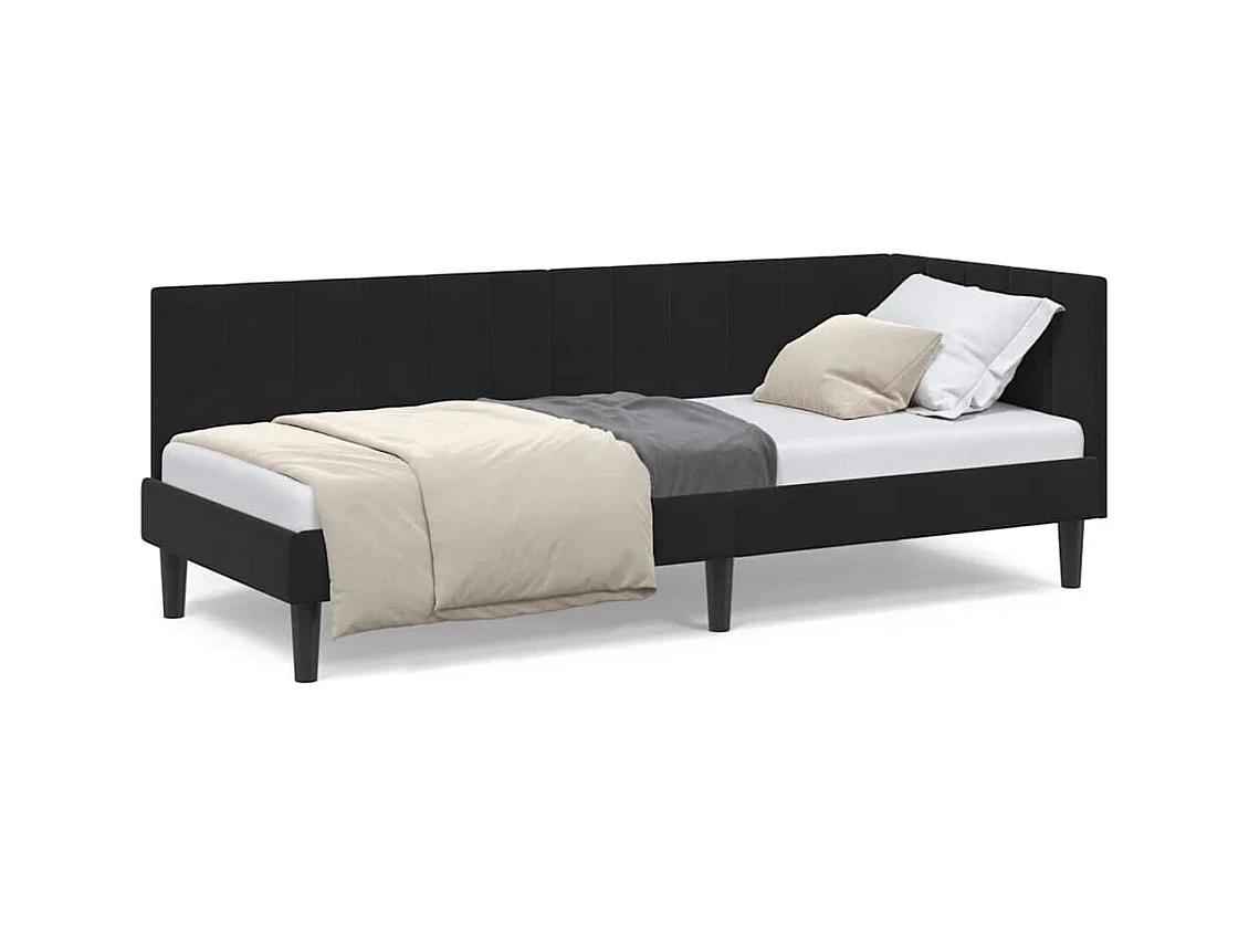 Hoekbedframe met hoofdbord Zwart 80 x 200 cm Fluweel