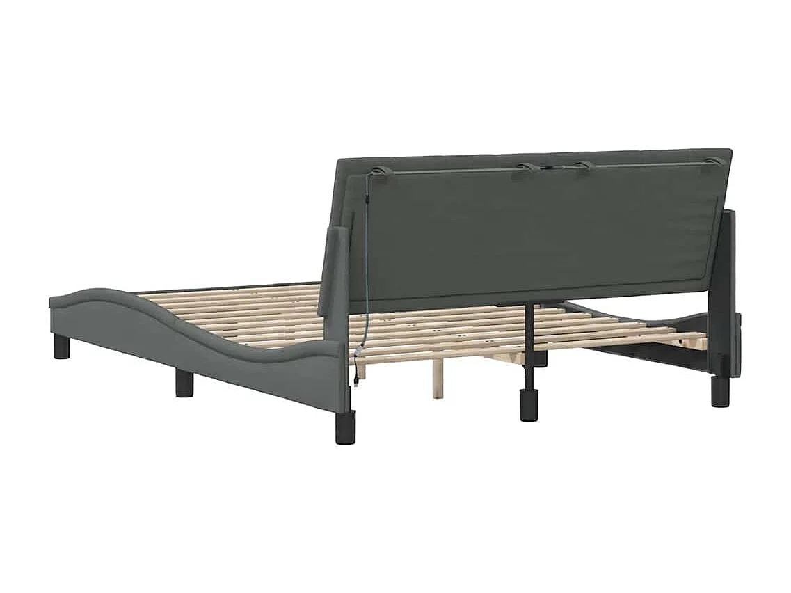 Cadre de lit sans matelas gris foncé 140x190 cm tissu