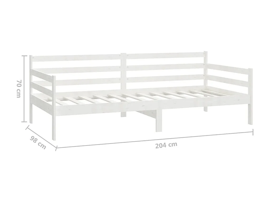 Lit de repos avec matelas 90x200 cm Blanc Bois de pin massif