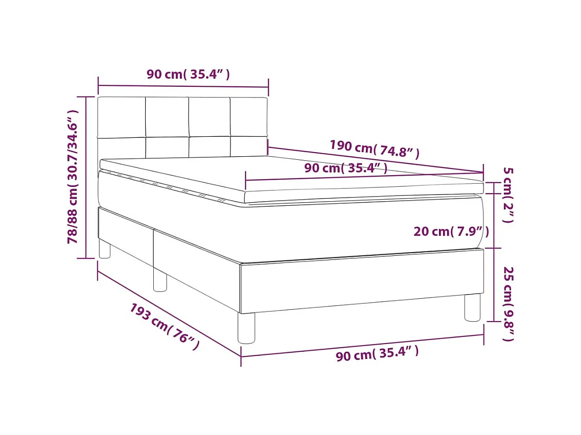 Lattenbodem met matras Taupe 90x190 cm Stof