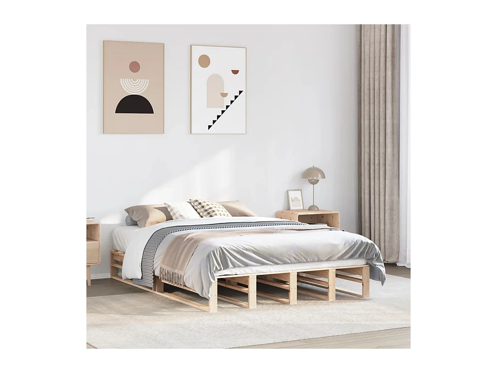 Estructura de cama sin colchón 160x200 cm madera maciza de pino