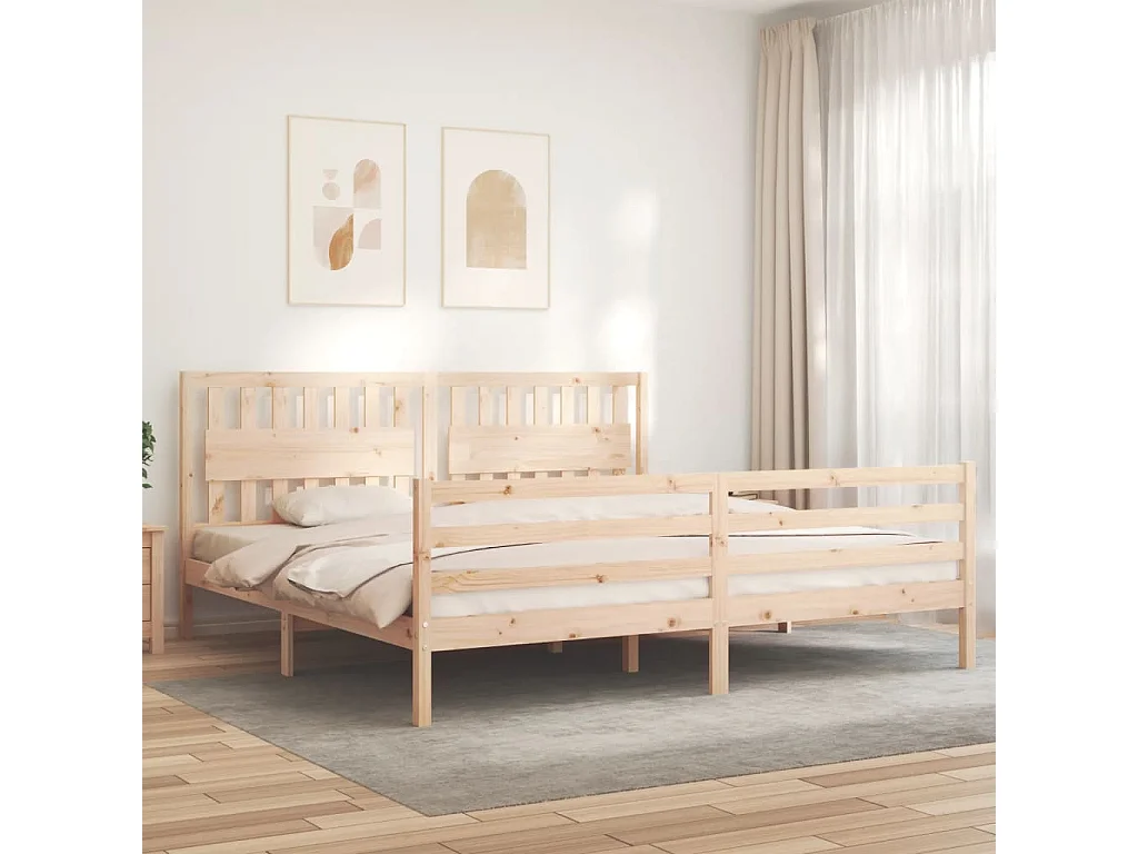 Cadre de lit sans matelas 200x200 cm bois massif