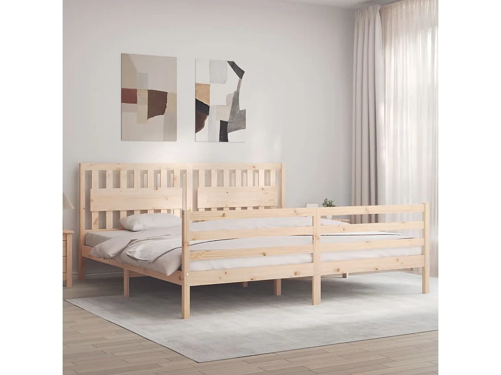 Cadre de lit sans matelas 200x200 cm bois massif