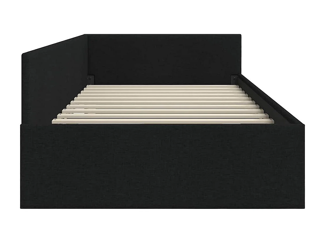 Zwart hoekbedframe 80 x 200 cm Stof en gereconstrueerd hout