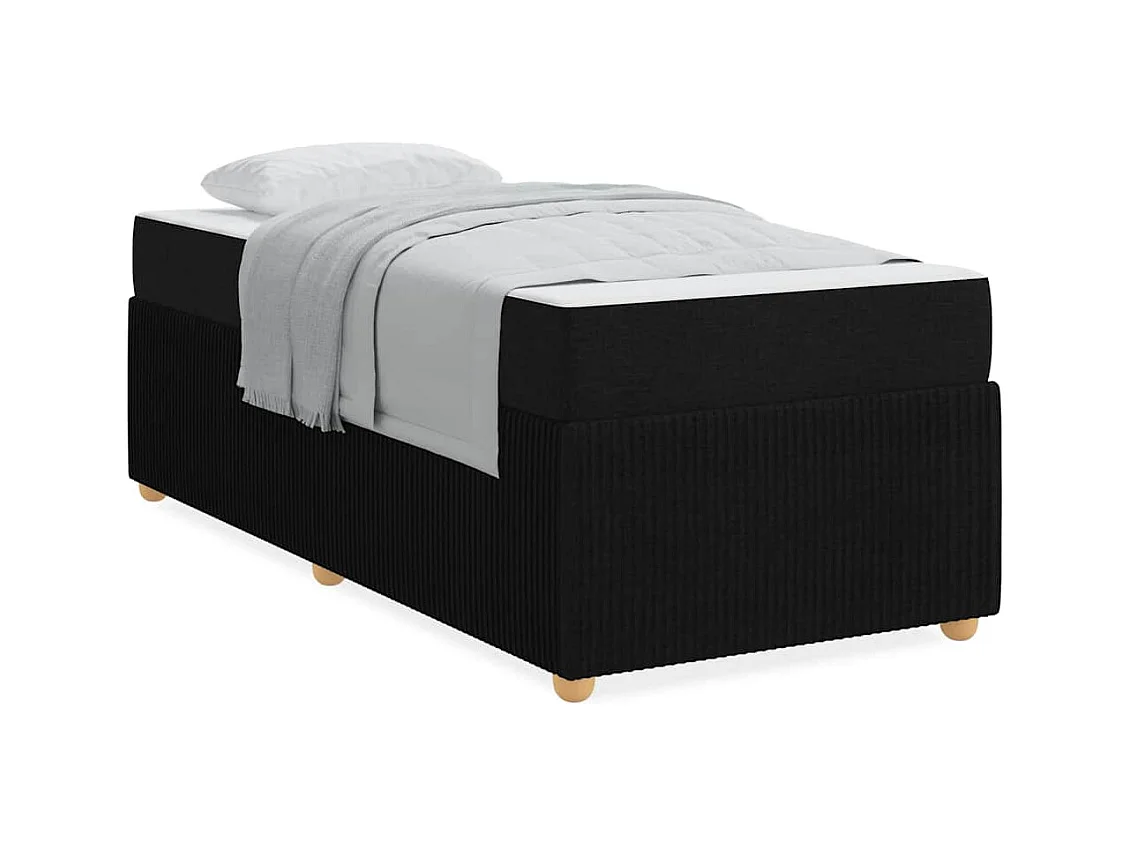 Cadre de lit avec matelas avec matelas Noir 90 x 190 cm tissu