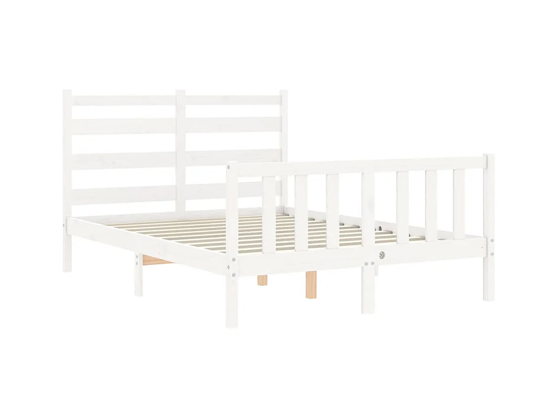 Cadre de lit sans matelas blanc bois de pin massif