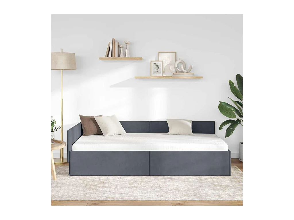 Cadre de lit d'angle Autre Gris foncé 90 x 200 cm