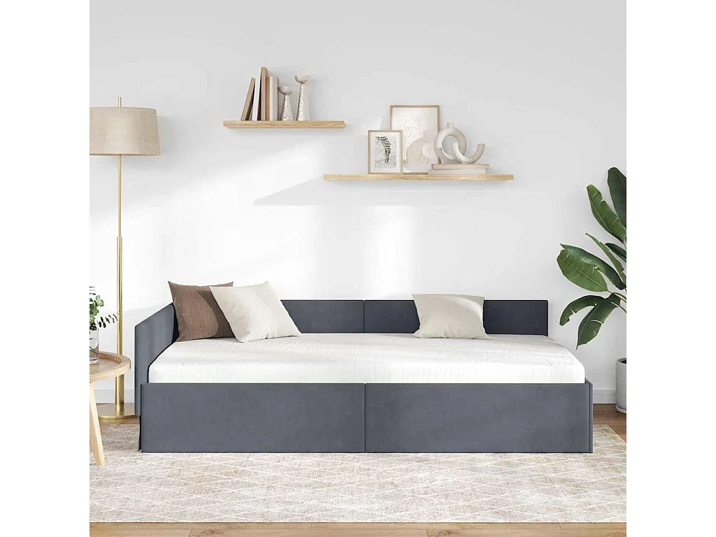 Eckbettgestell Other Dunkelgrau 90 x 200 cm