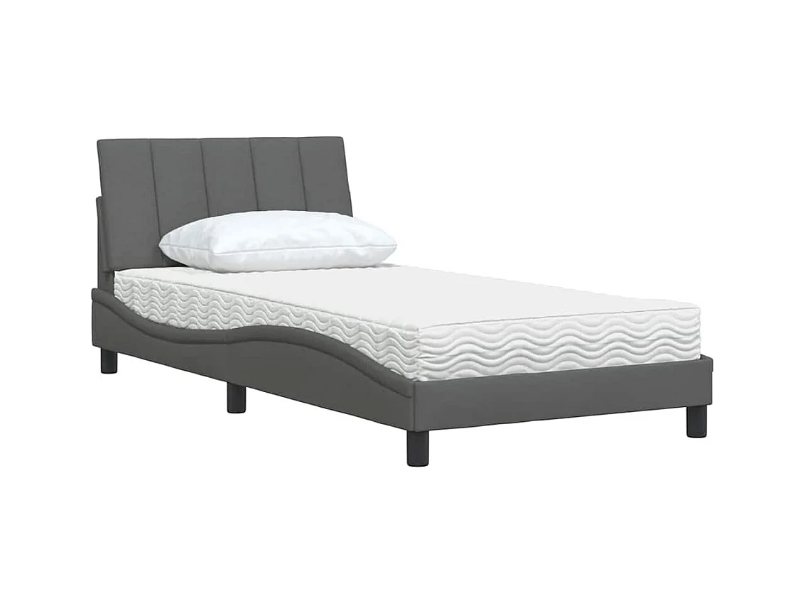 Letto con materasso grigio scuro tessuto 100x200 cm