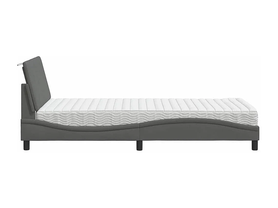 Letto con materasso grigio scuro tessuto 100x200 cm