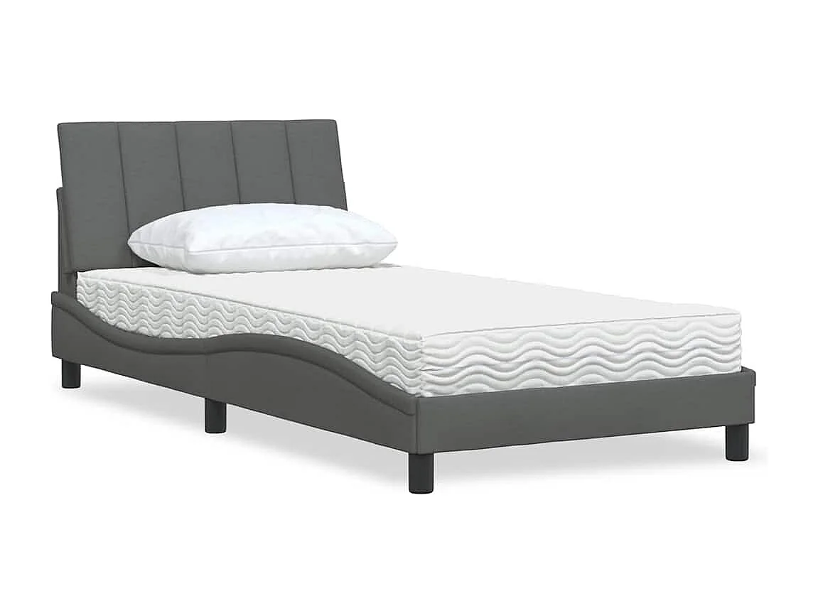Letto con materasso grigio scuro tessuto 100x200 cm