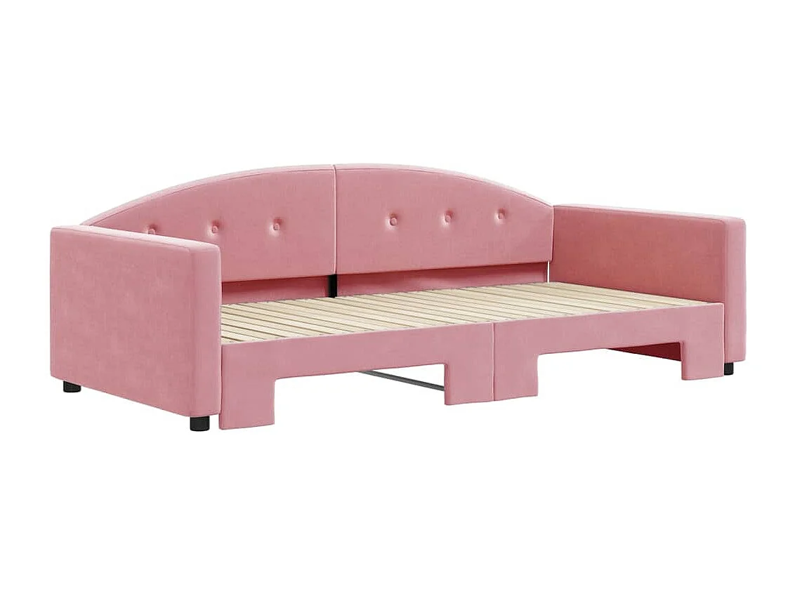 Cama de día con cama nido rosa 100x200 cm terciopelo
