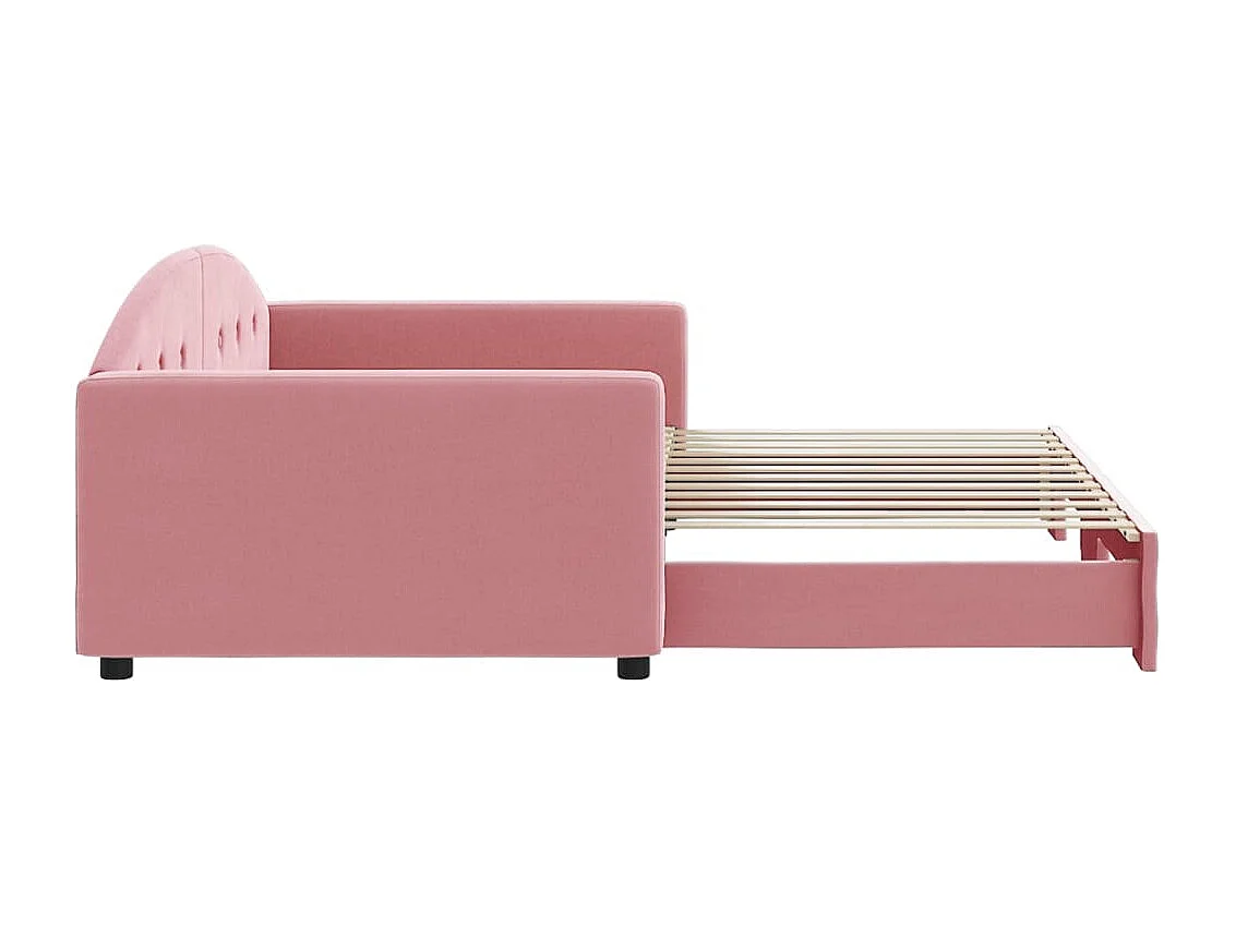 Cama de día con cama nido rosa 100x200 cm terciopelo