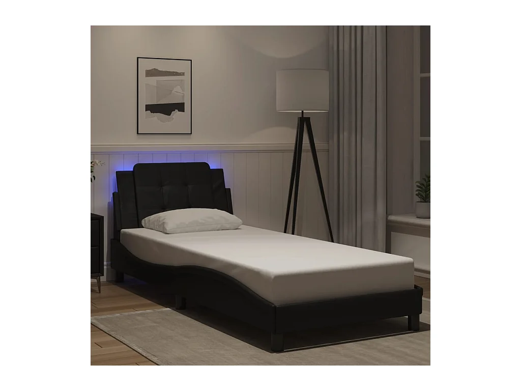 Cadre de lit avec LED sans matelas noir 90x200 cm