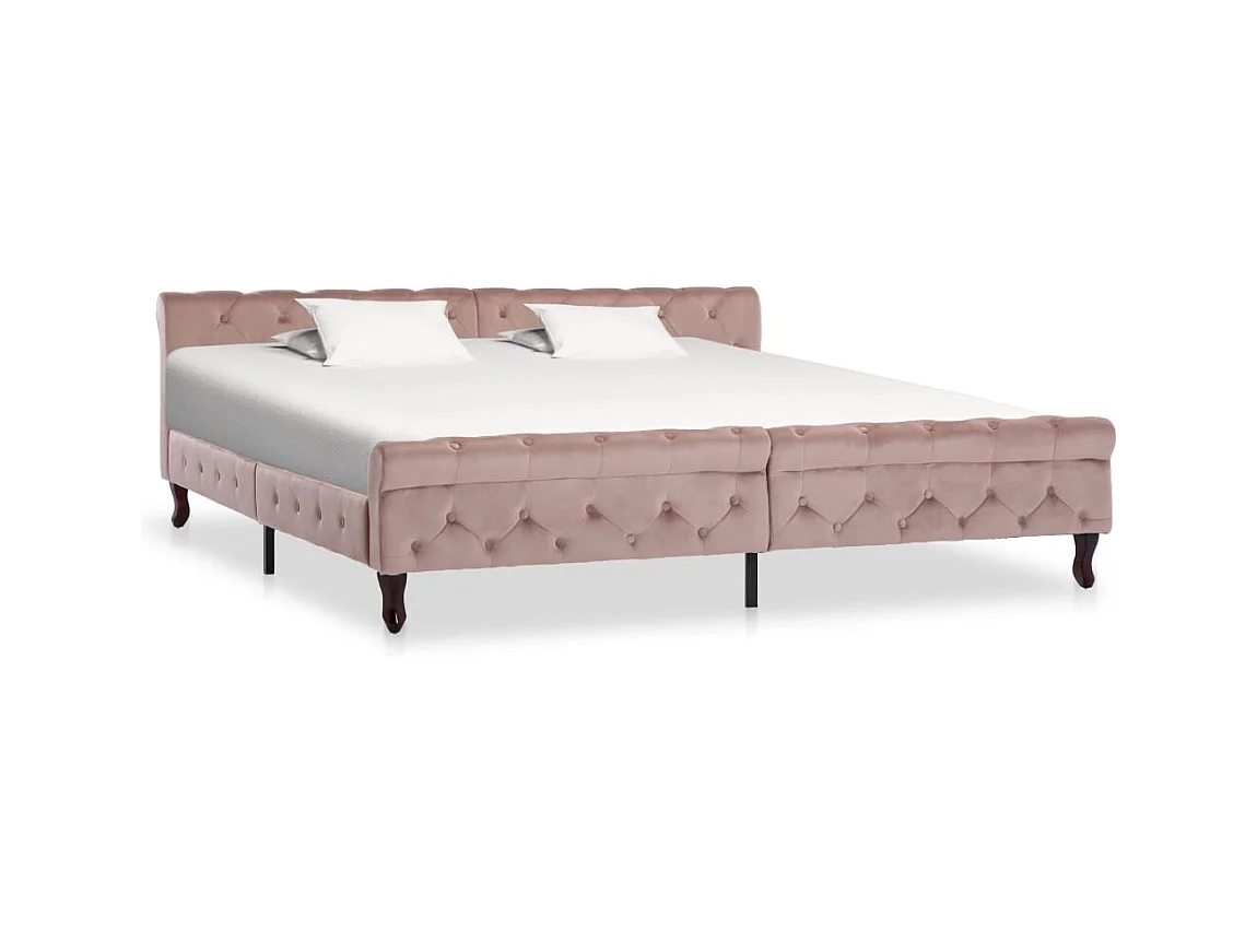 Estructura de cama sin colchón terciopelo rosa 200x200 cm