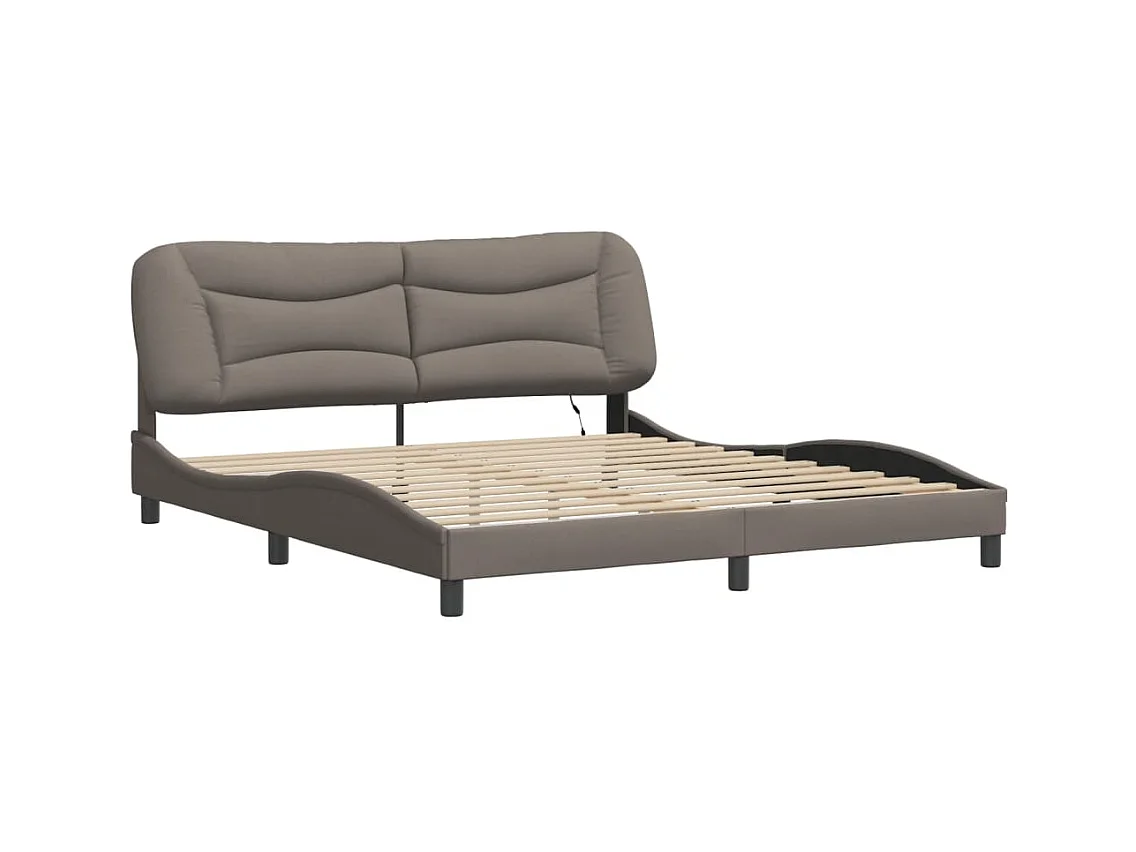 Cadre de lit avec LED sans matelas taupe 180x200 cm tissu