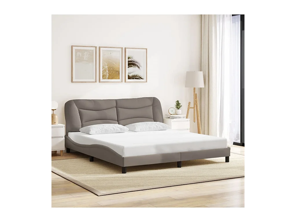 Cadre de lit avec LED sans matelas taupe 180x200 cm tissu