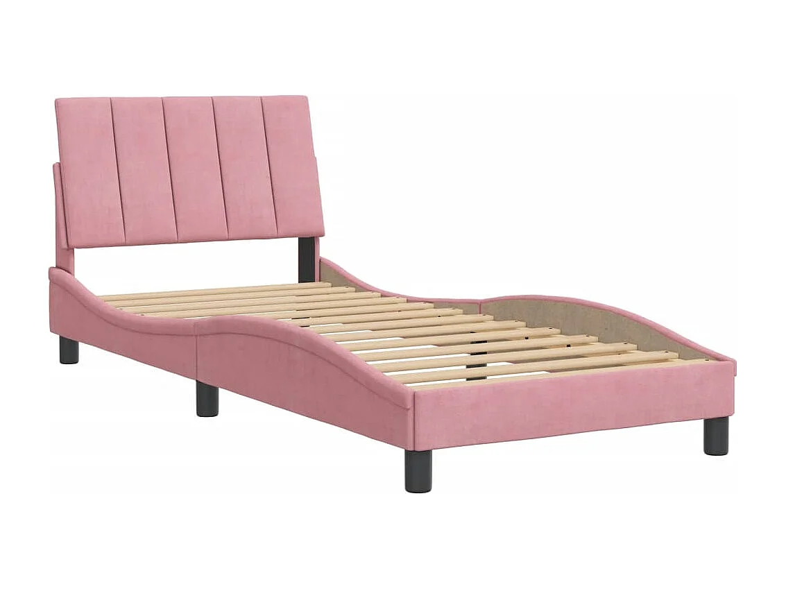 Struttura letto senza materasso rosa 90x200 cm velluto
