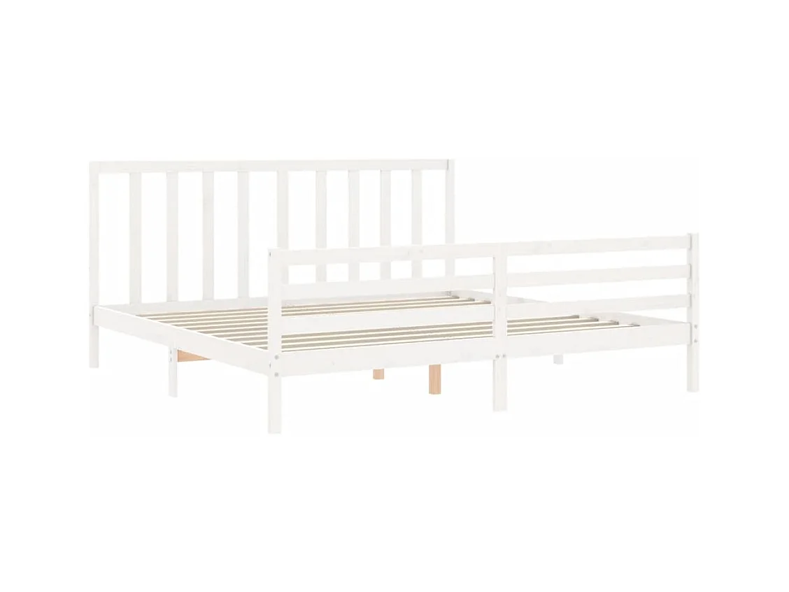Estructura de cama sin colchón blanca 200x200 cm madera maciza de pino