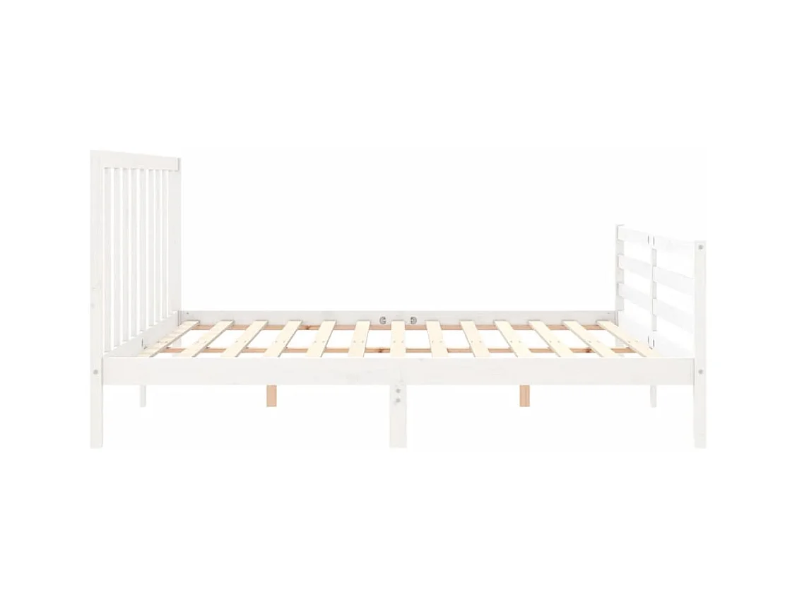 Estructura de cama sin colchón blanca 200x200 cm madera maciza de pino