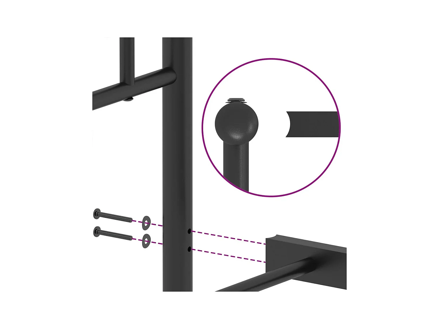 Metalen bedframe zonder matras met zwart voeteneinde 160x200cm