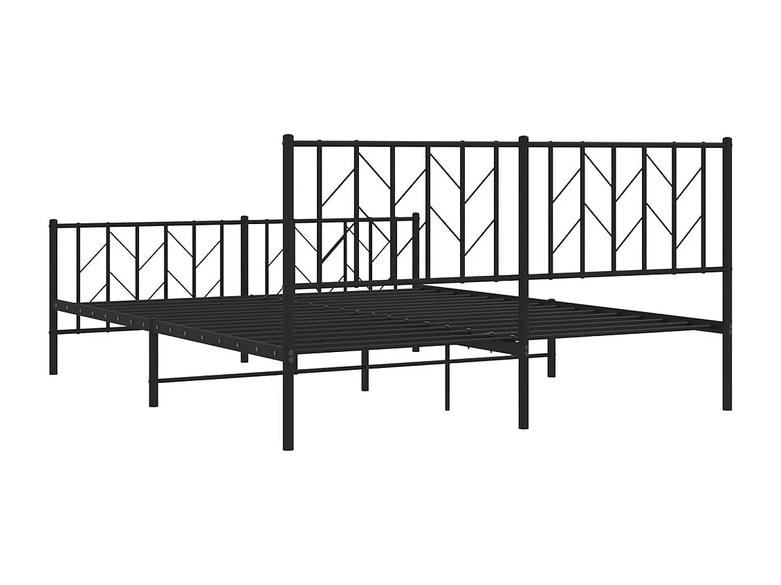 Struttura letto in metallo senza materasso con pediera nera 160x200cm