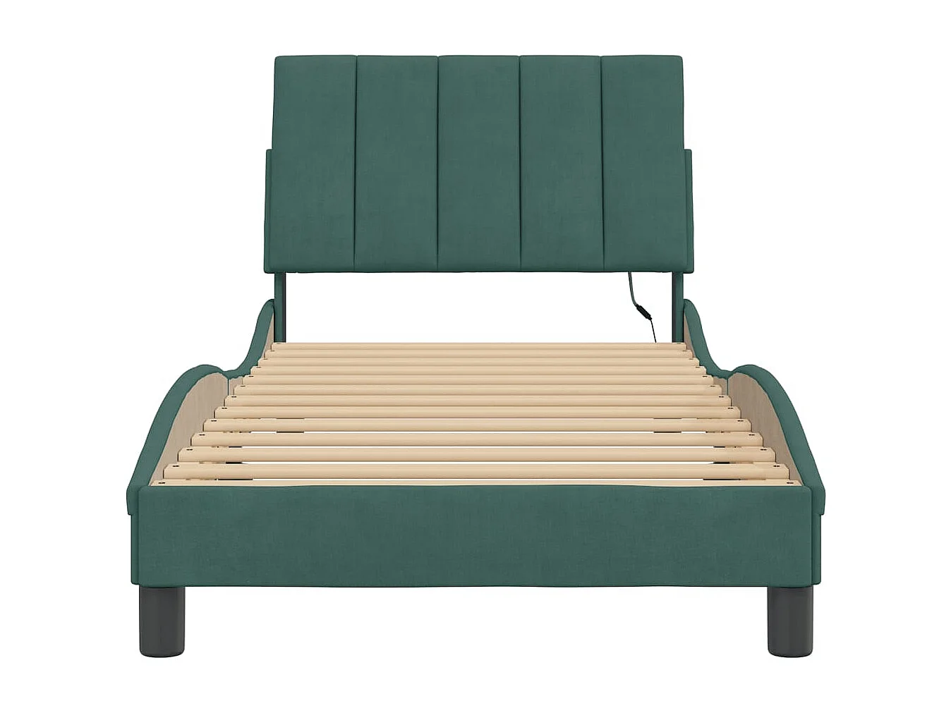 Cadre de lit avec LED sans matelas vert foncé 90x190 cm velours