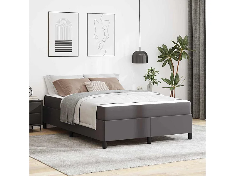 Cadre de lit avec matelas Gris 140 x 200 cm Faux cuir