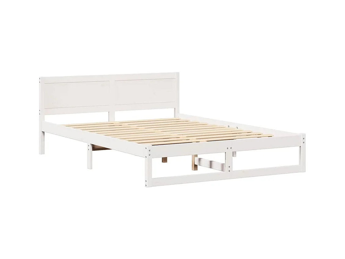 Wit bedframe 160 x 200 cm Massief grenenhout