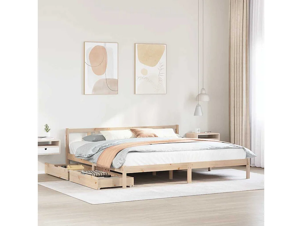 Cadre de lit sans matelas 200x200 cm bois massif de pin
