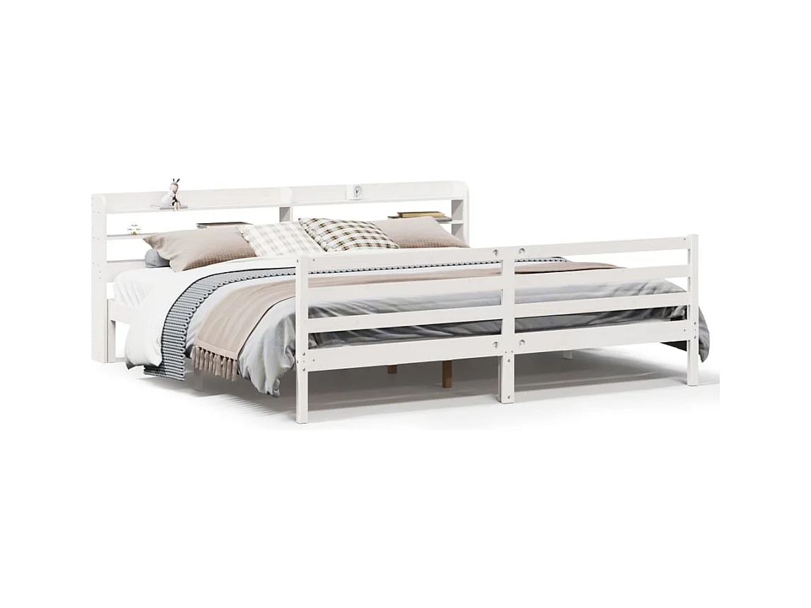 Struttura letto con testiera senza materasso bianco 200x200 cm