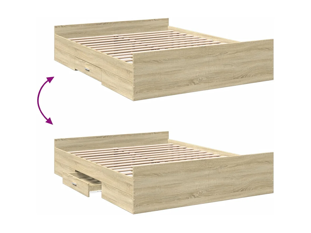 Bedframe met lades zonder matras sonoma eiken 160x200 cm