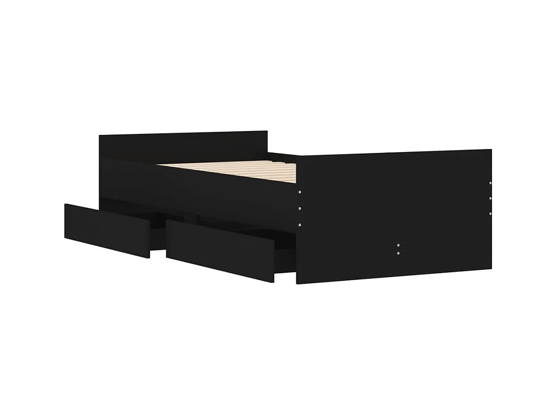 Struttura letto con cassetti senza materasso nero 90x190 cm