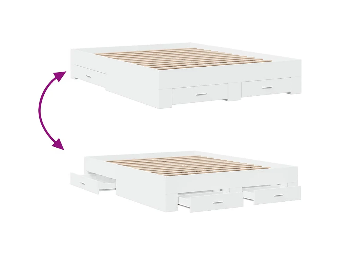 Bettgestell mit Schubladen ohne Matratze weiß 160x200 cm