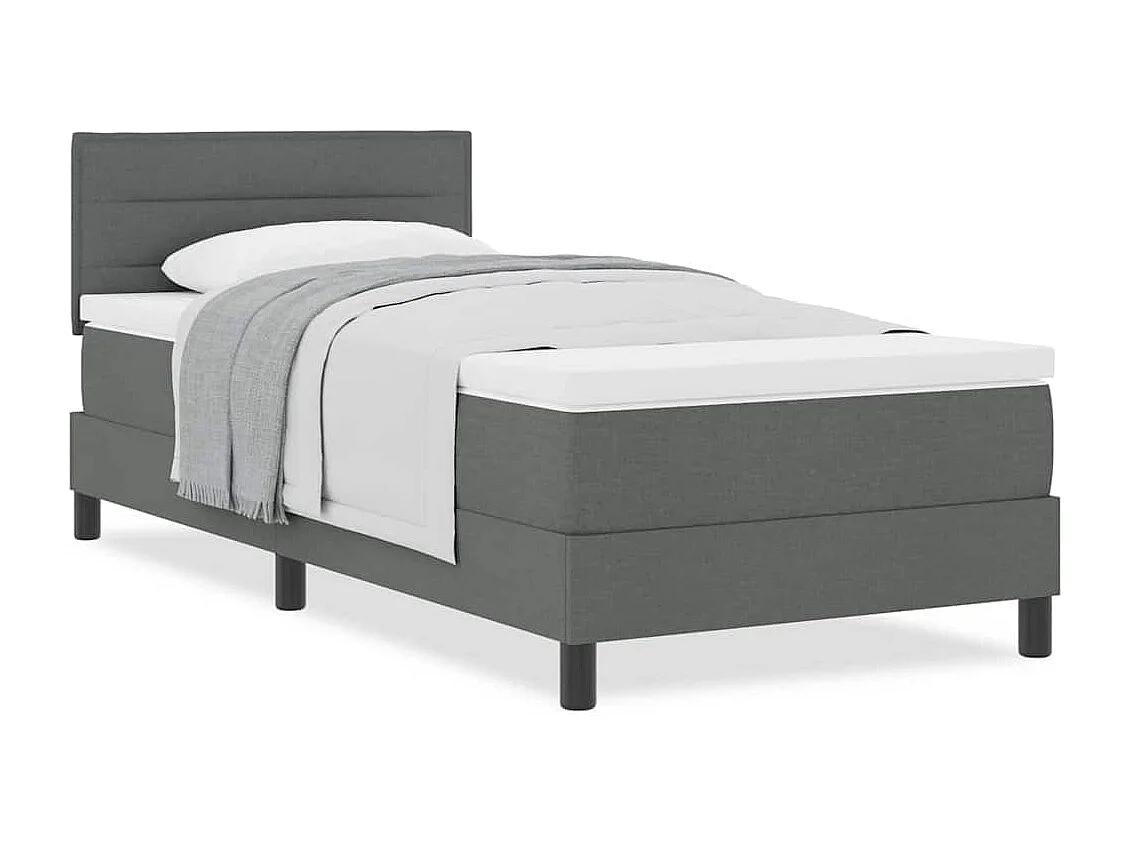 Lit boxspring avec matelas Gris foncé 90 x 190 cm tissu