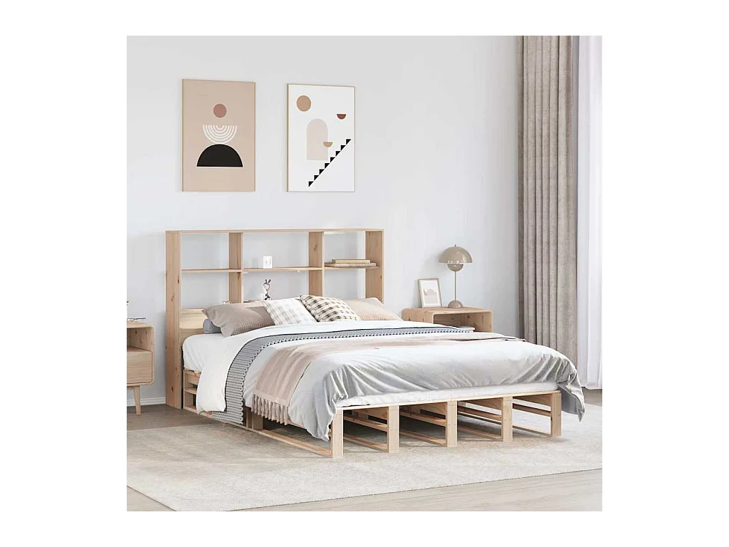 Bibliotheksbett ohne Matratze 140x190 cm Massivholz