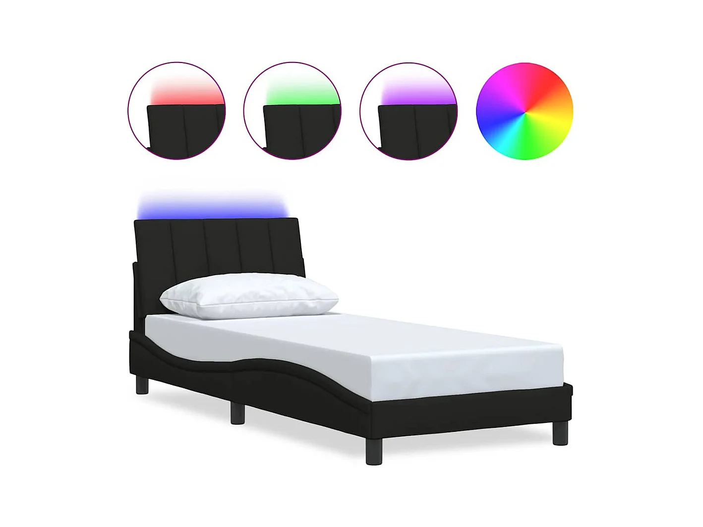 Cadre de lit sans matelas noir 90x190 cm tissu