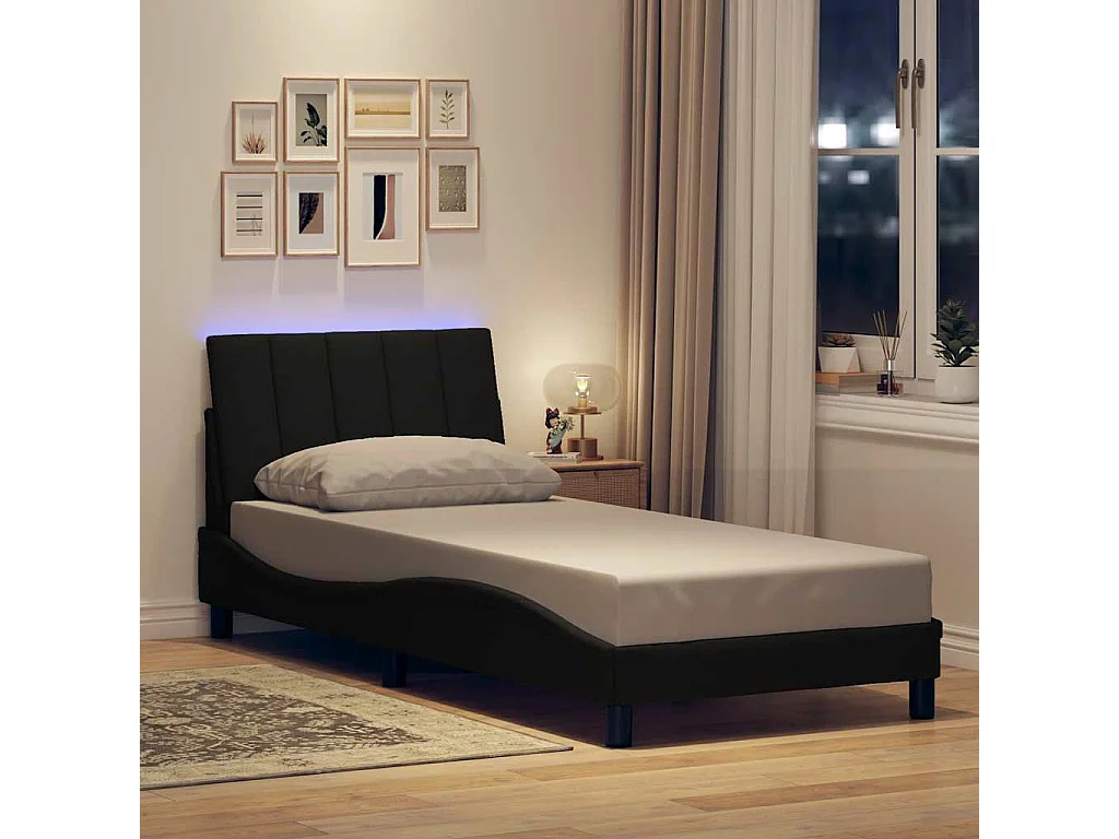 Struttura letto senza materasso tessuto nero 90x190 cm